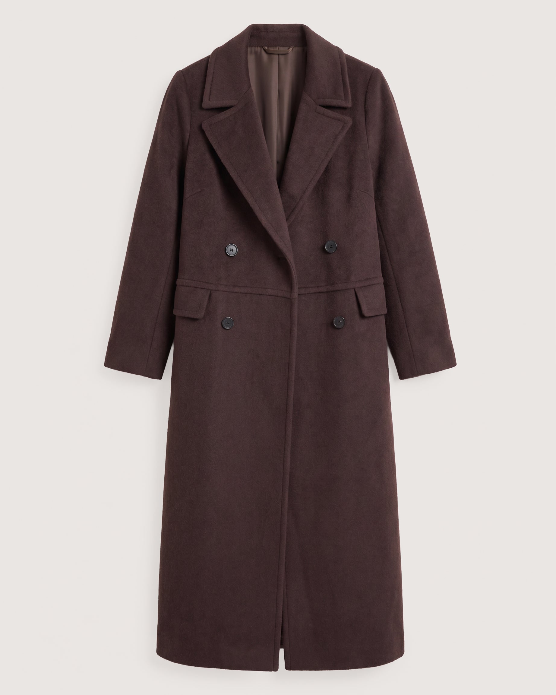 Chocolate Double-Breasted Longline Coat